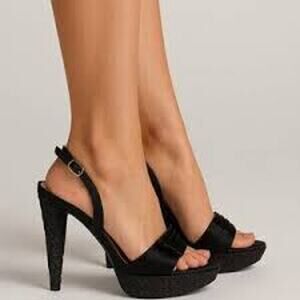 STUART WEITZMAN Satin Bow Slingback Sandals Size 9.5 Black